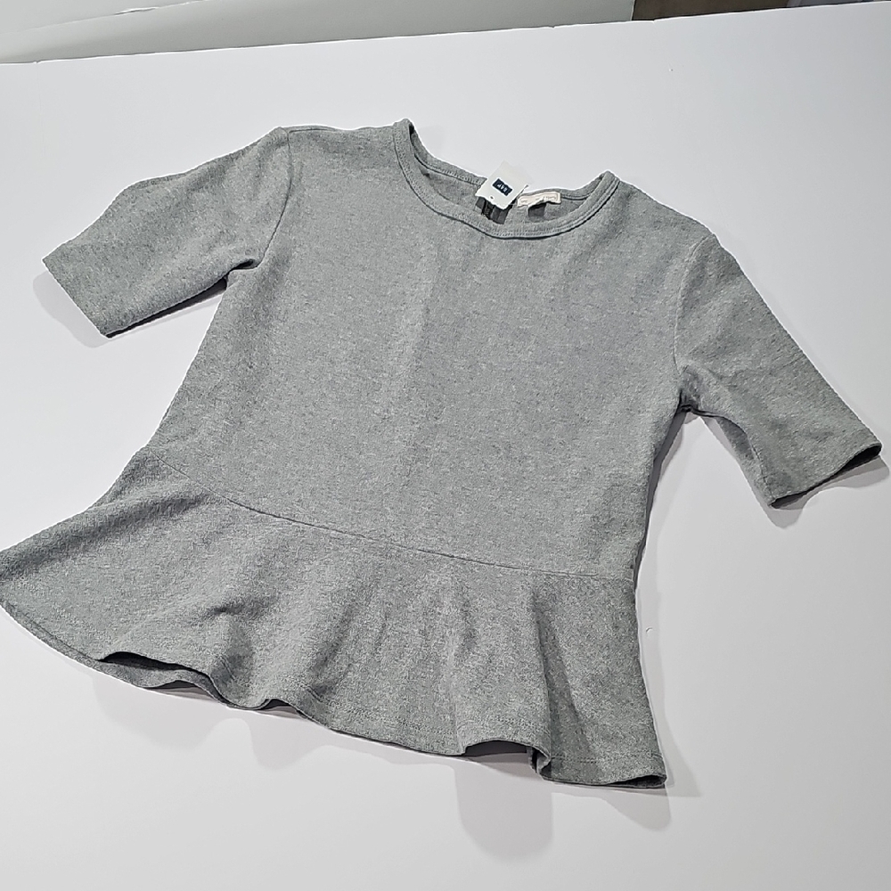 Gap Peplum Round Neck Zipper Back Gray Top Size Medium